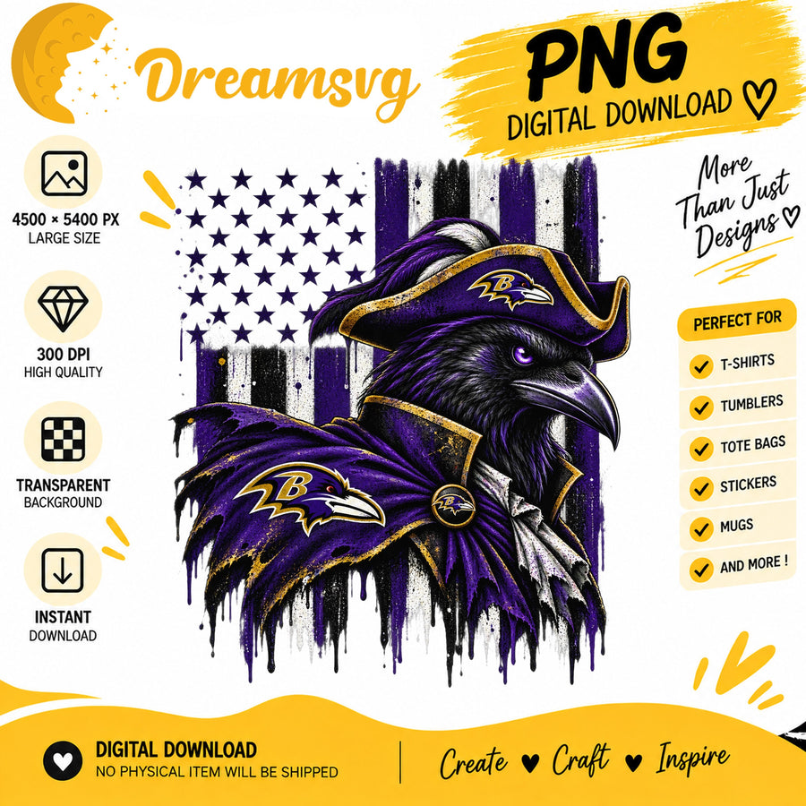 Baltimore Ravens Pirate Mascot American Flag Football PNG