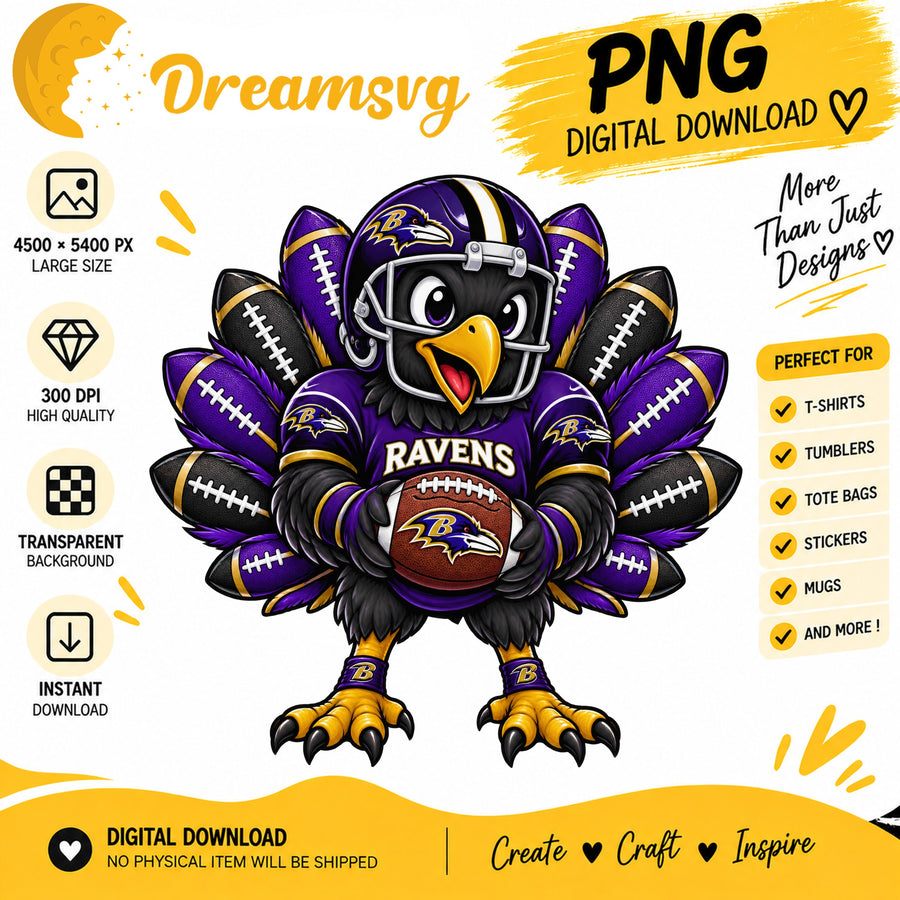 Baltimore Ravens Turkey Thanksgiving Football Fan PNG
