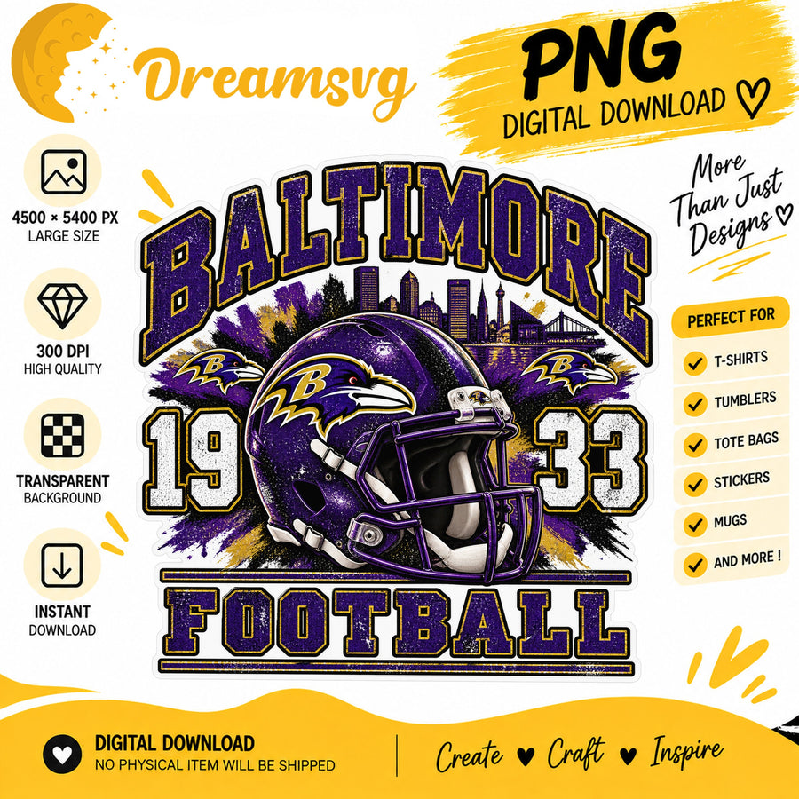 Baltimore Ravens Vintage Grunge Football Helmet 1933 PNG