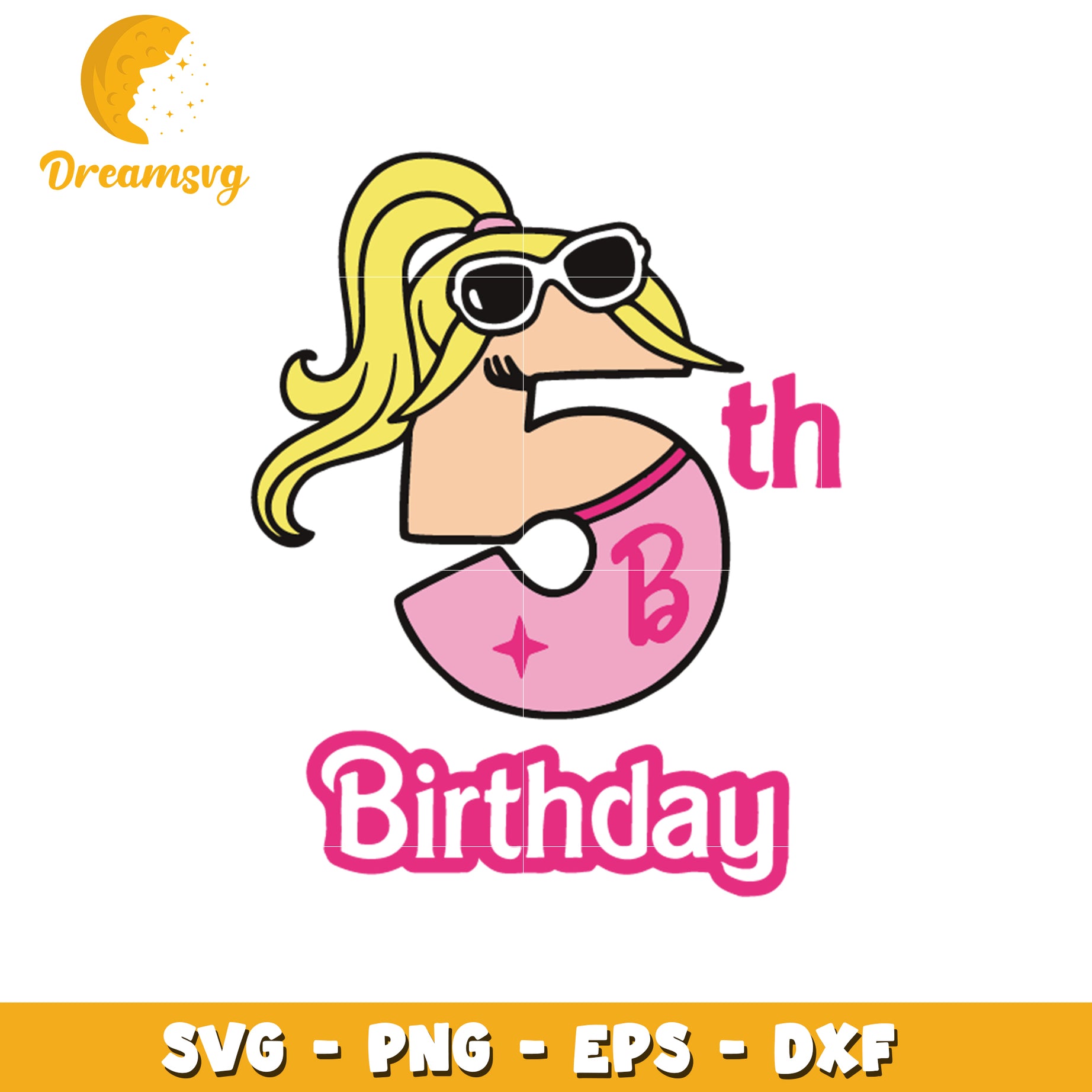 Barbie 5th birthday design svg, barbie svg, birthday svg