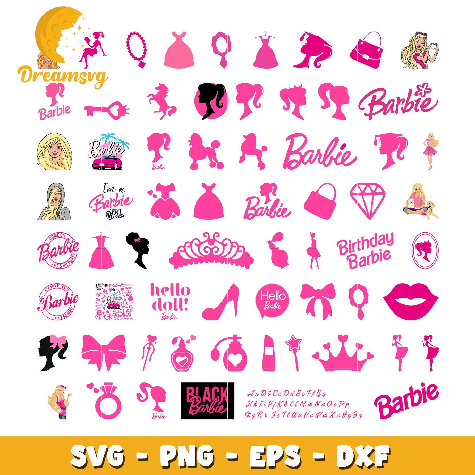 Barbie symbol design bundle svg, barbie logo​ svg, barbie head svg​