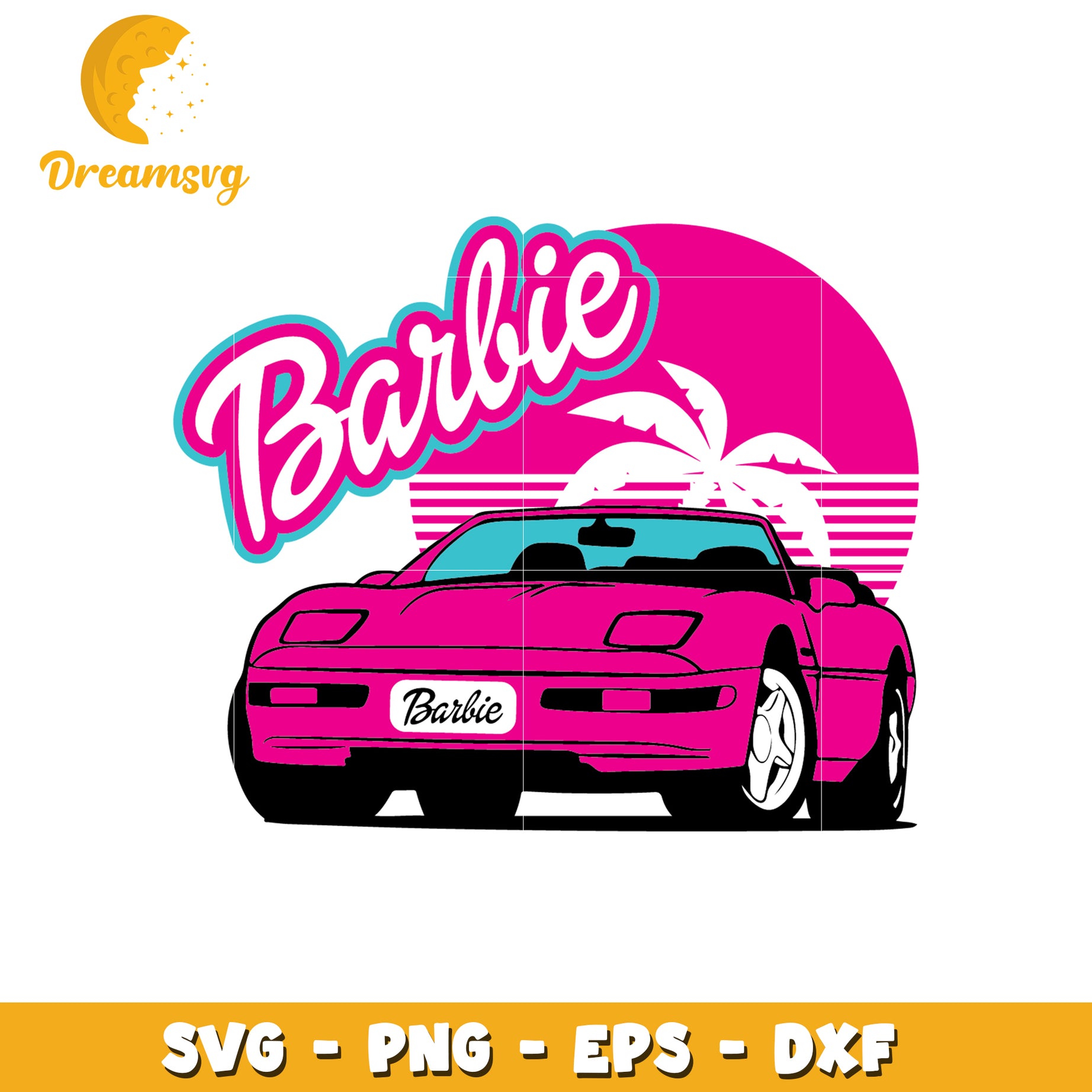 Barbie Car SVG PNG EPS DXF Cut Files