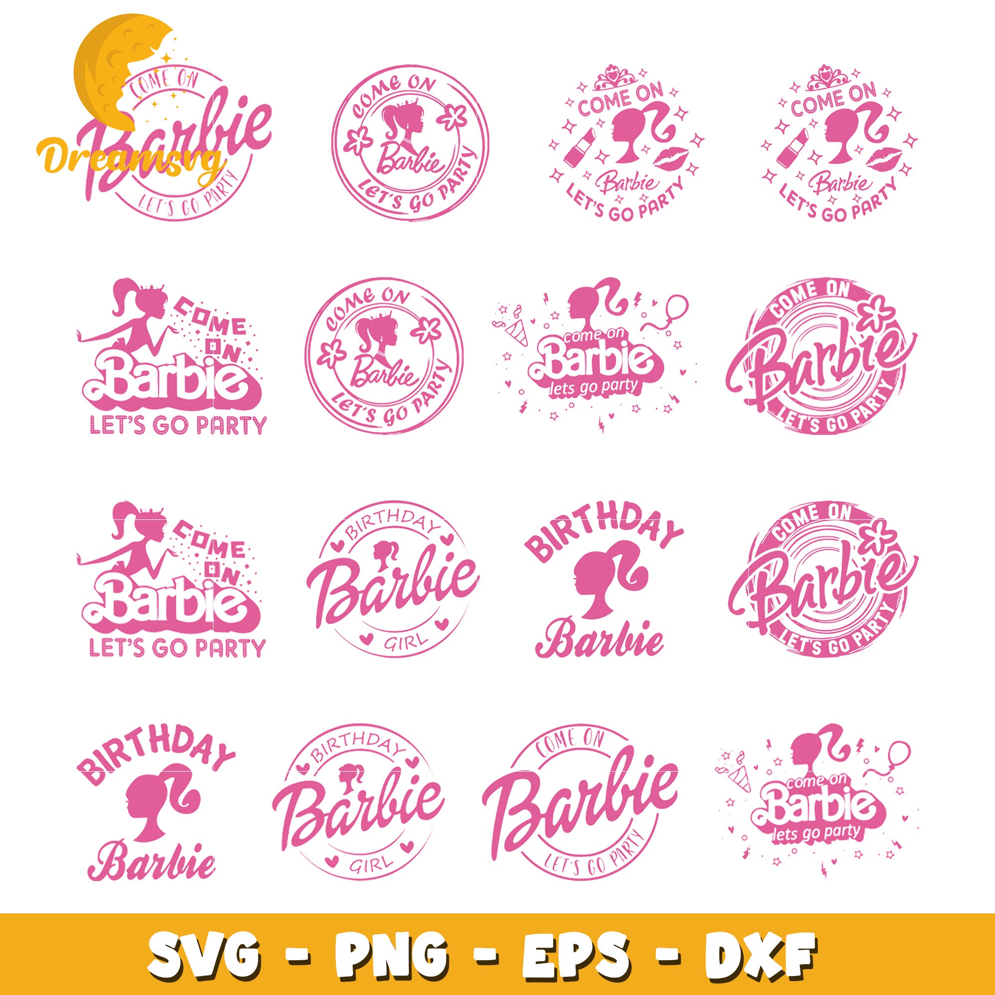 Birthday barbie girl design bundle svg, barbie logo svg​