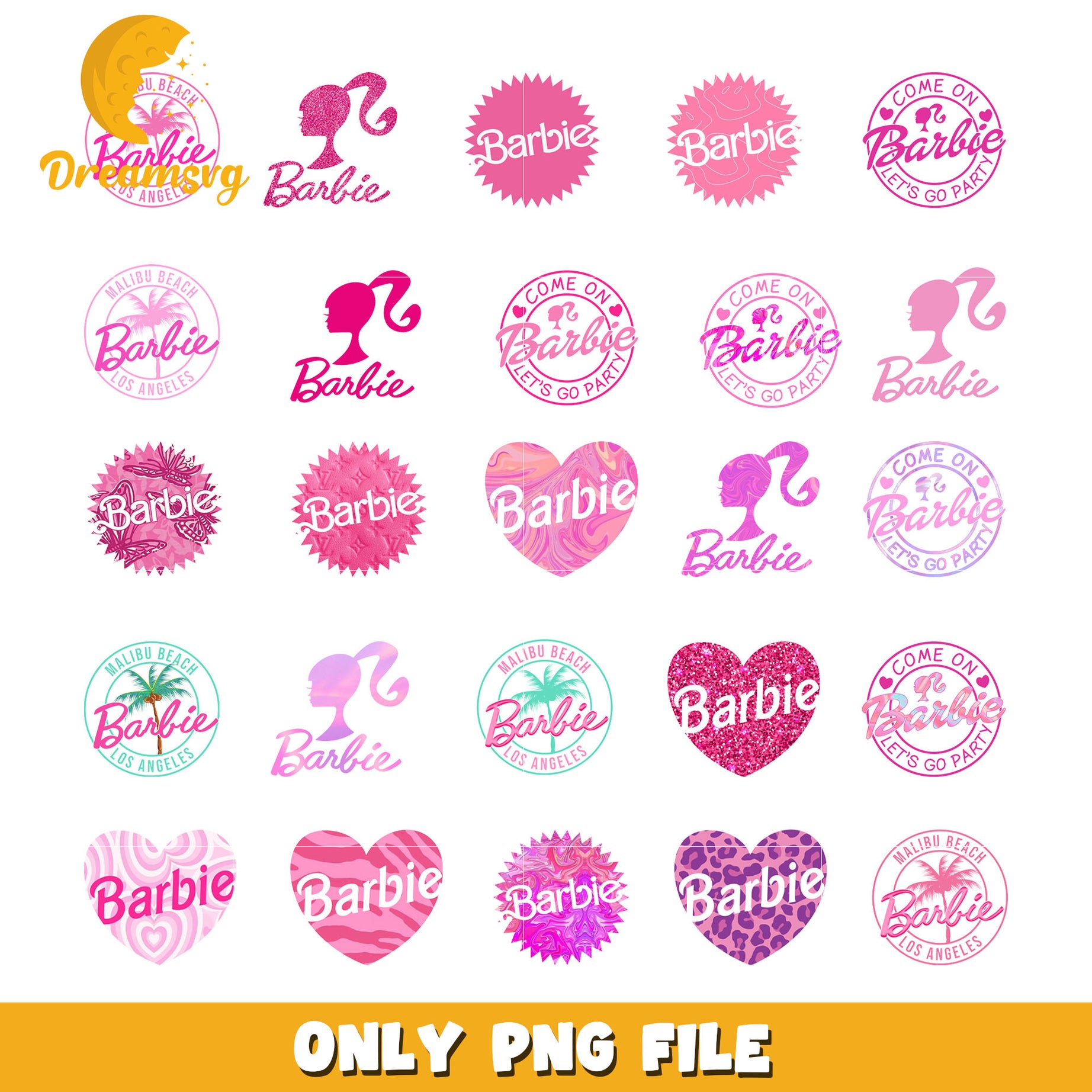 Barbie logo bundle png, come on Barbie lets go party png