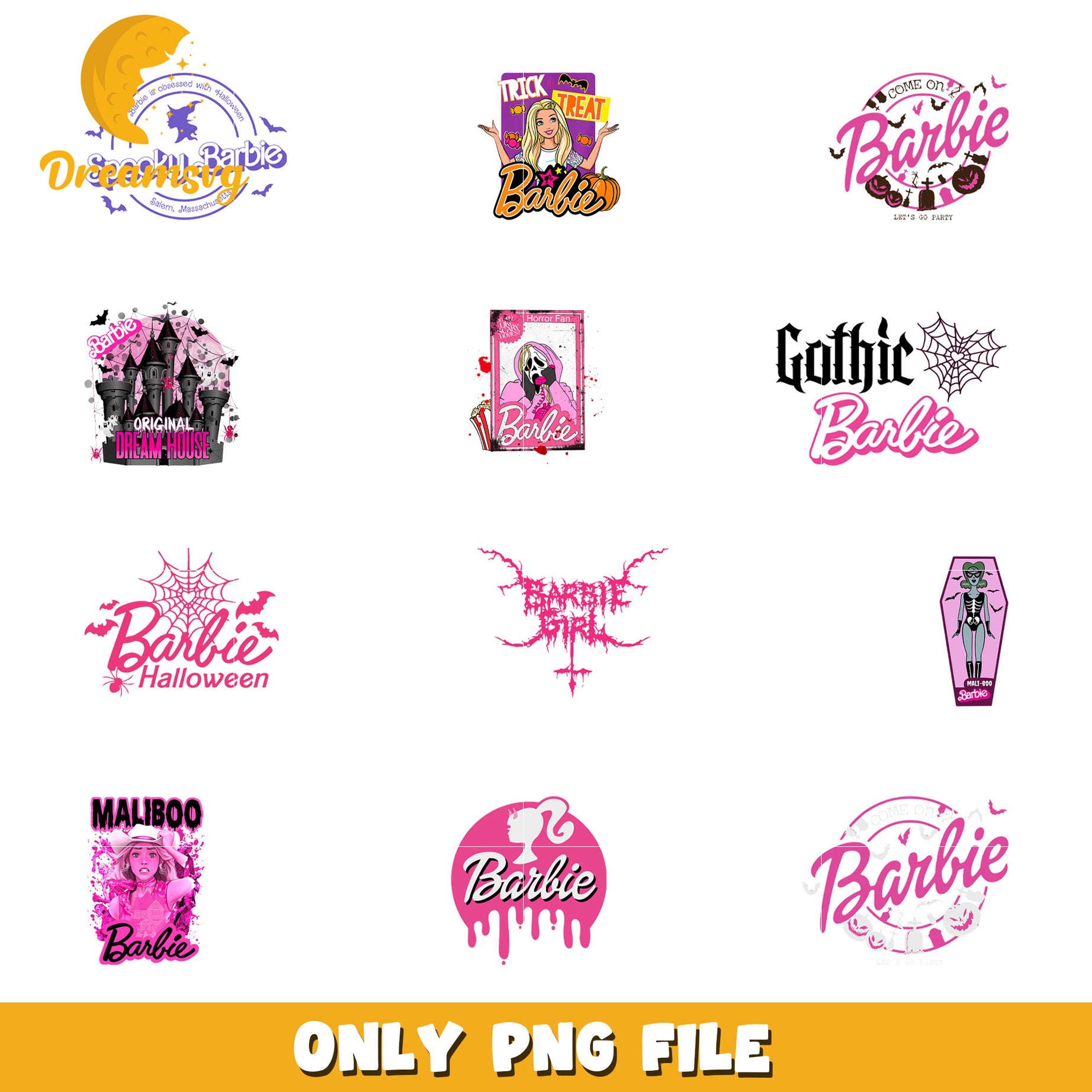 Barbie halloween bundle png, come on Barbie lets go party png