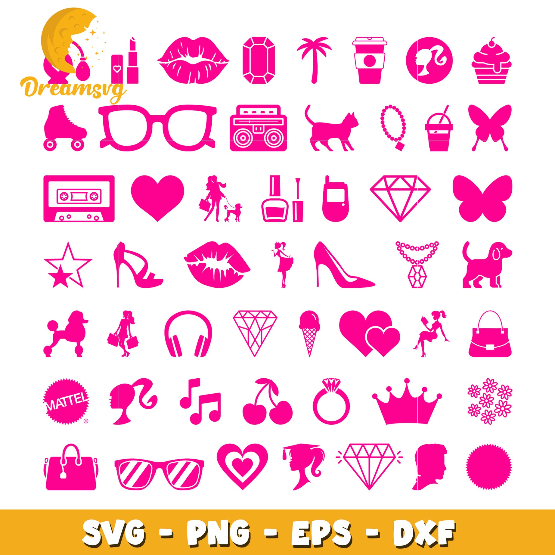 Barbie icons design bundle svg, symbol of barbie​ svg, barbie logo svg