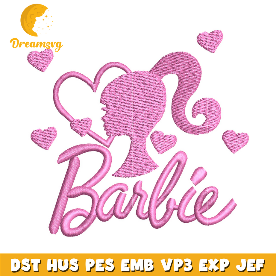 Barbie pink embroidery design