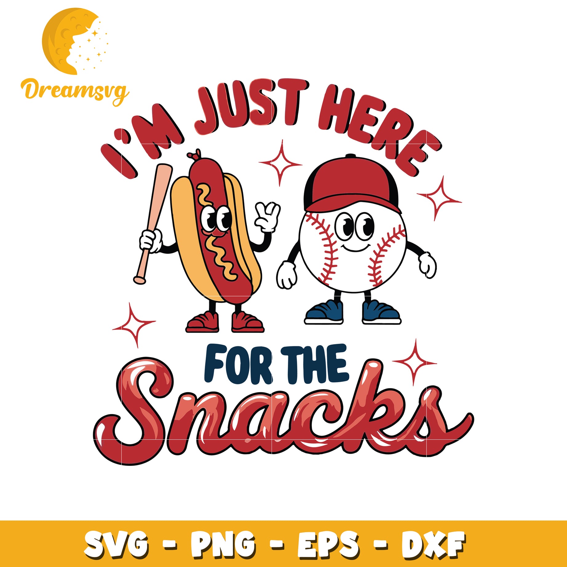 Baseball Hot Dog Snacks SVG Cut File