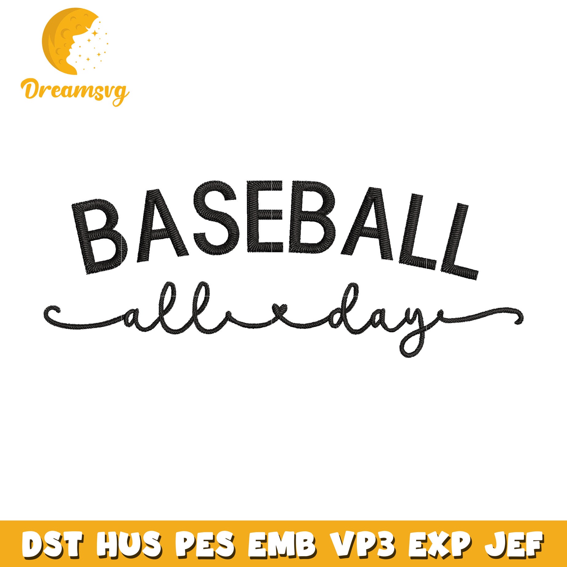 Baseball all day embroidery design