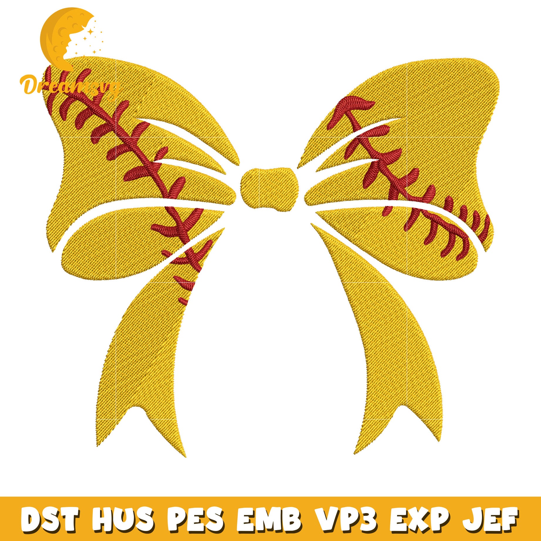 Baseball bow tie embroidery design