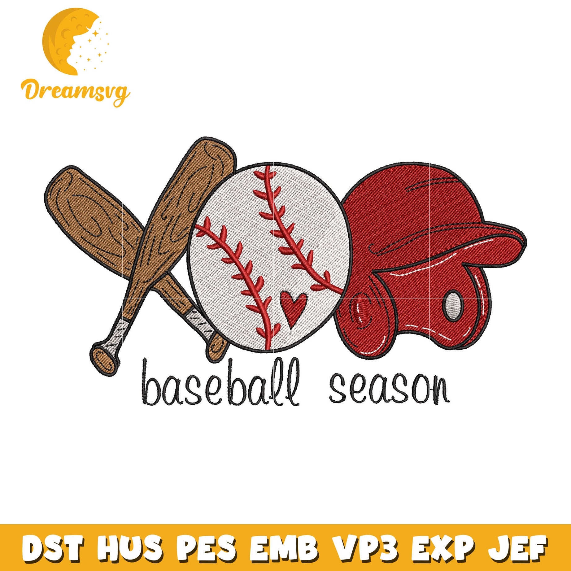 Baseball season embroidery design