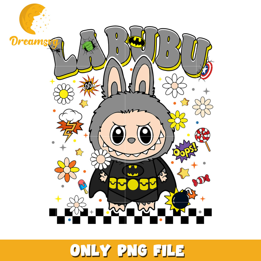 Batman labubu png, popmart labubu png, cute labubu png
