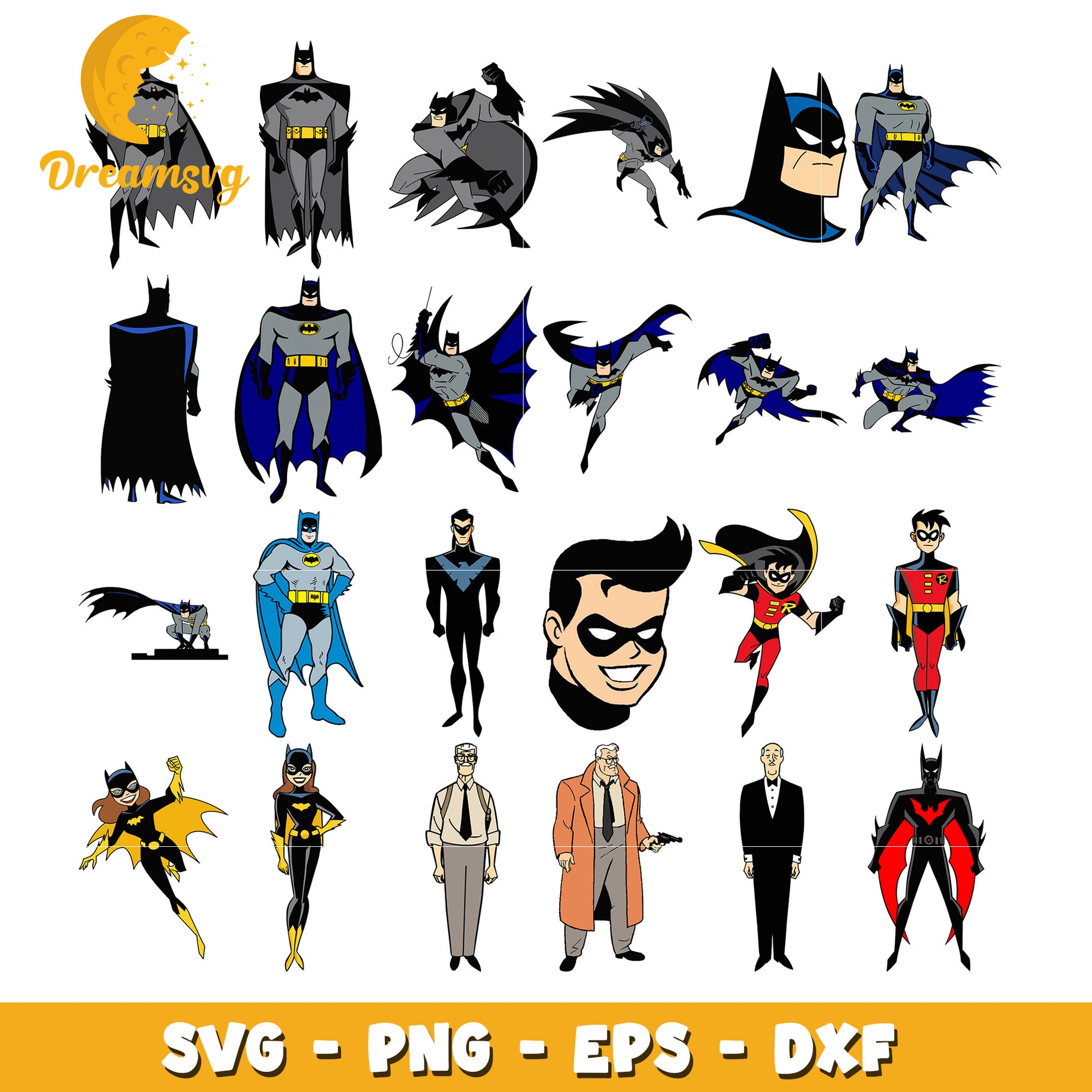 Batman movies characters bundle svg, avengers svg, marvel svg