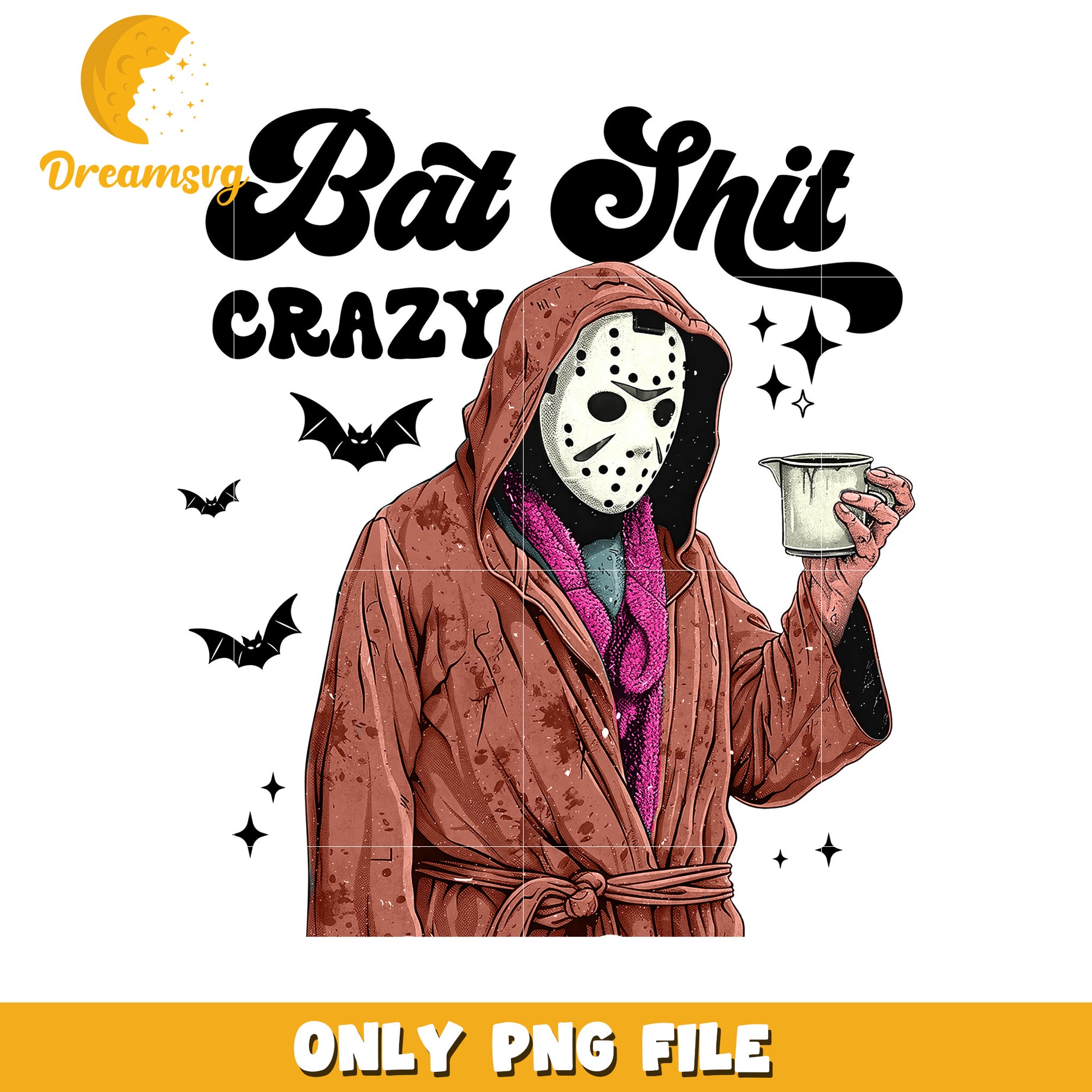 Bat shit crazy design png, horror characters png, horror cartoons png
