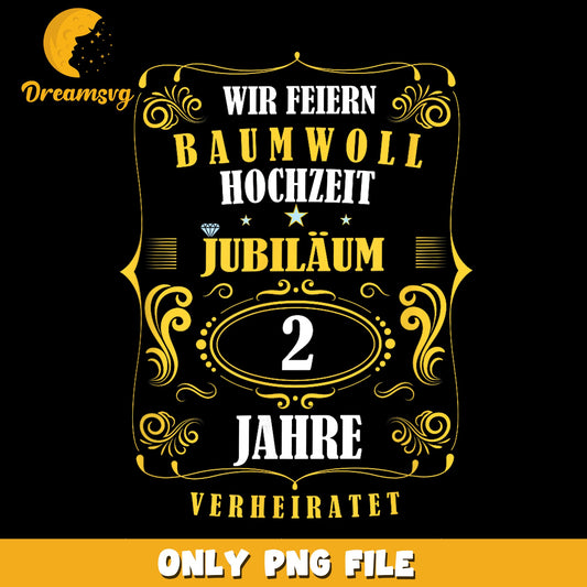 Baumwoll Hochzeit 2 Jahre Verheiratet Jubilaum PNG, Cotton Anniversary