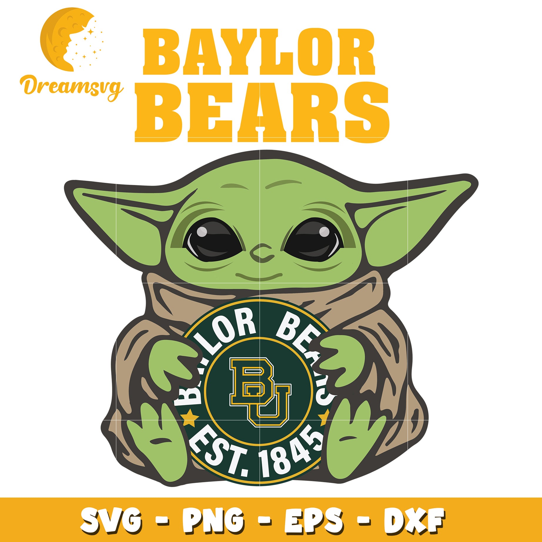 Baylor Bears Baby Yoda SVG PNG EPS DXF