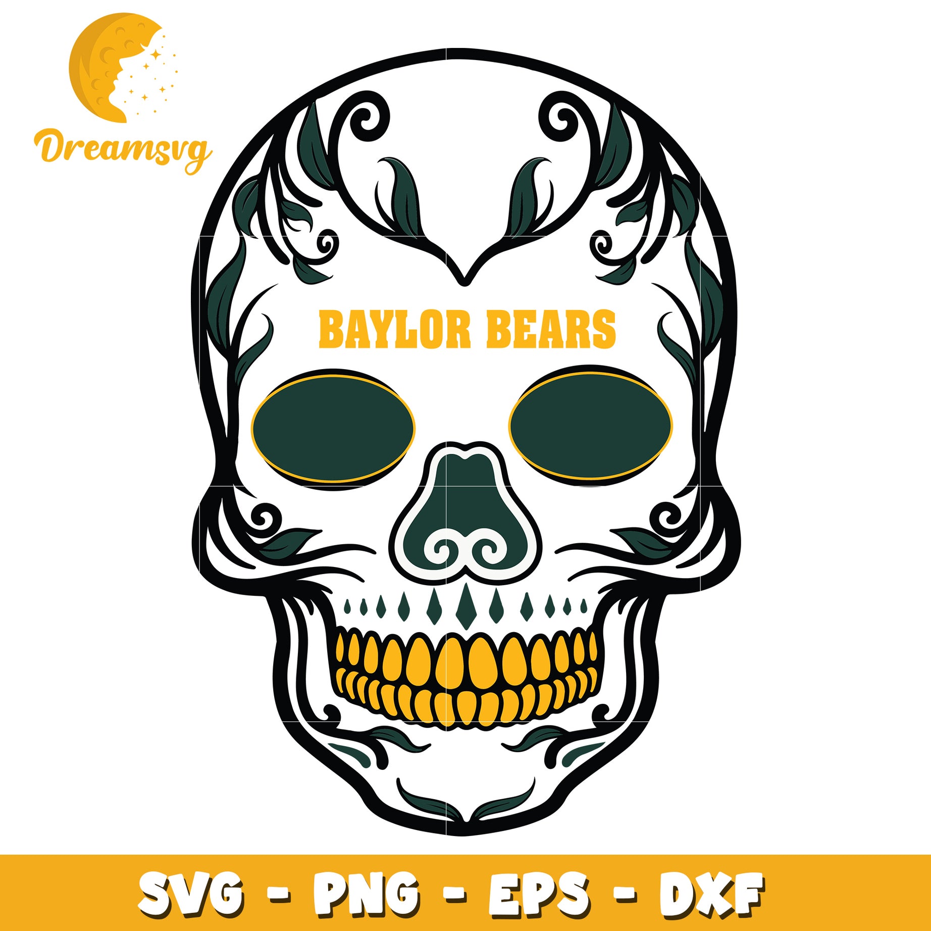 Baylor Bears Sugar Skull SVG Cut File