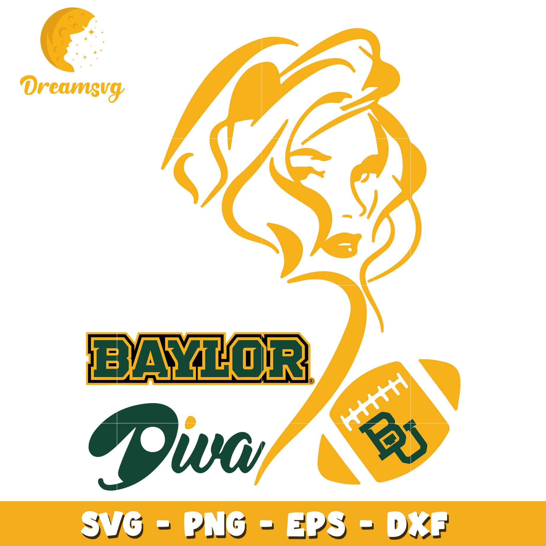 Baylor Diva Football SVG PNG EPS DXF