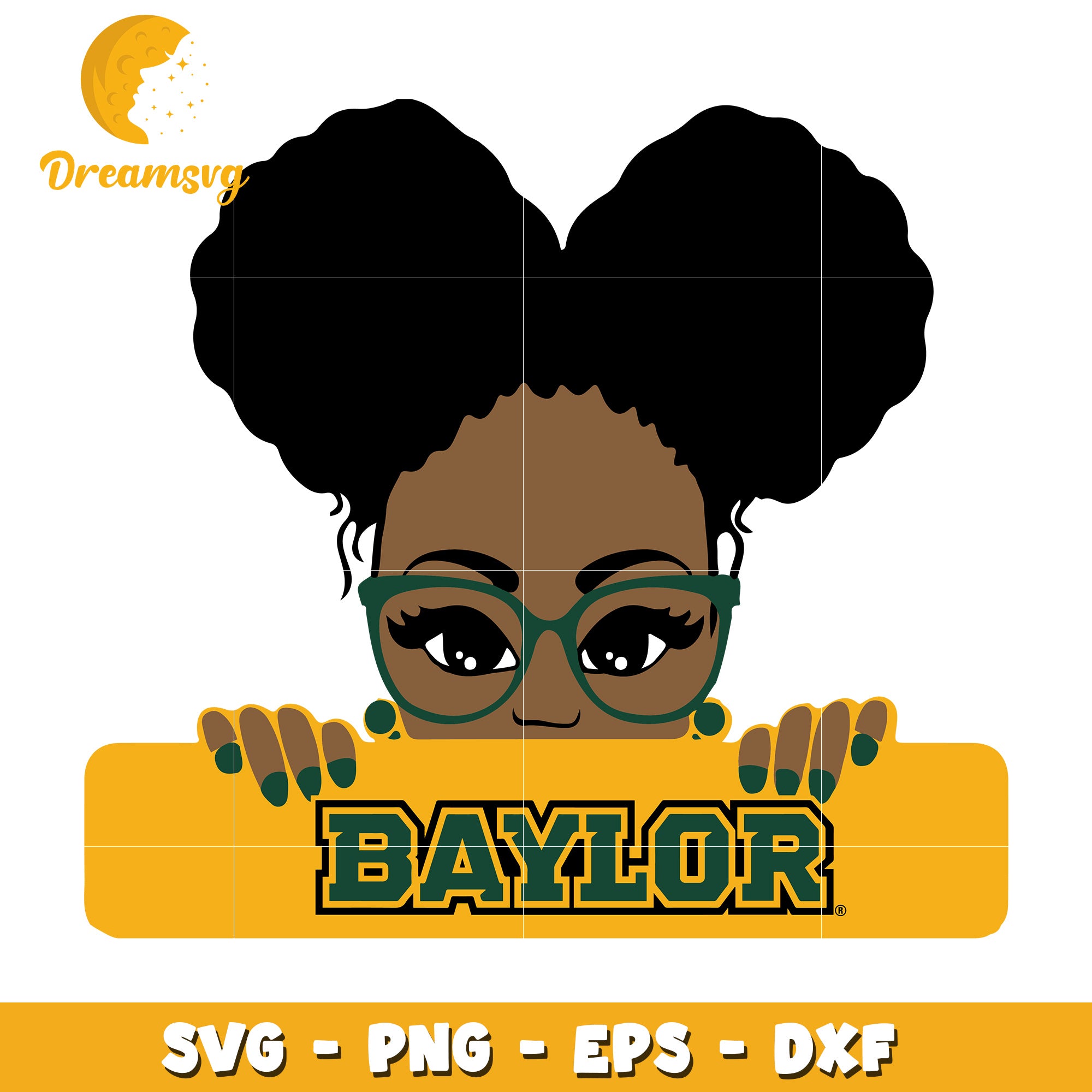 Baylor University SVG Graphic with Afro and Glasses Design