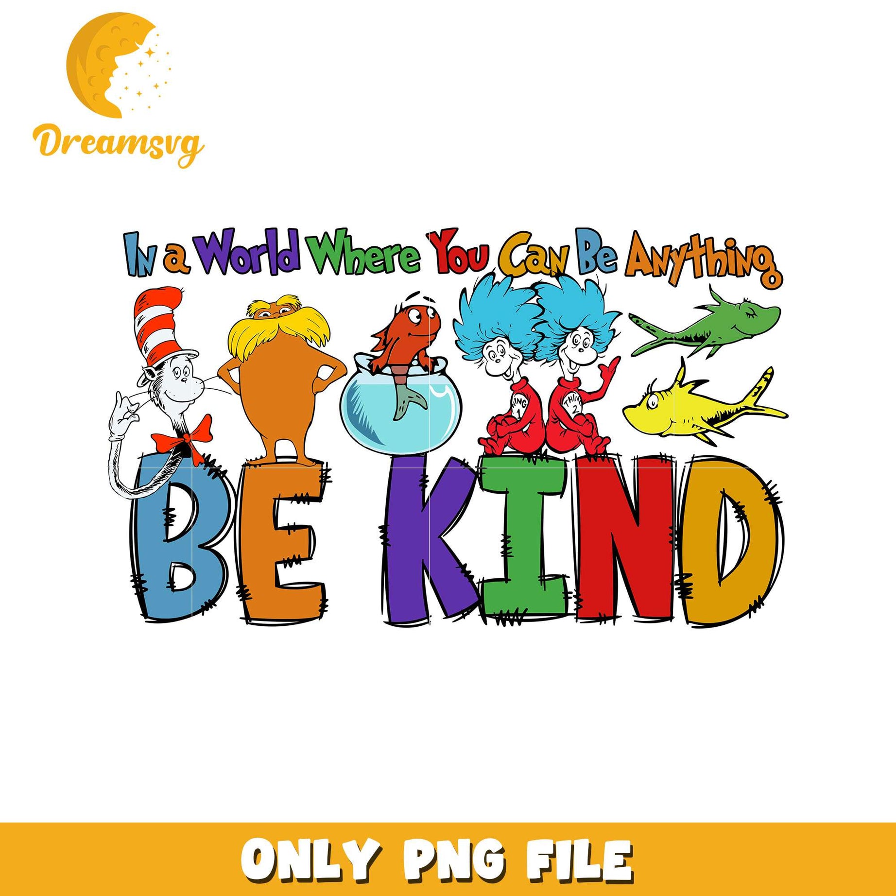 Be Kind Inspiring Quote Fun PNG Design for Kids Rooms