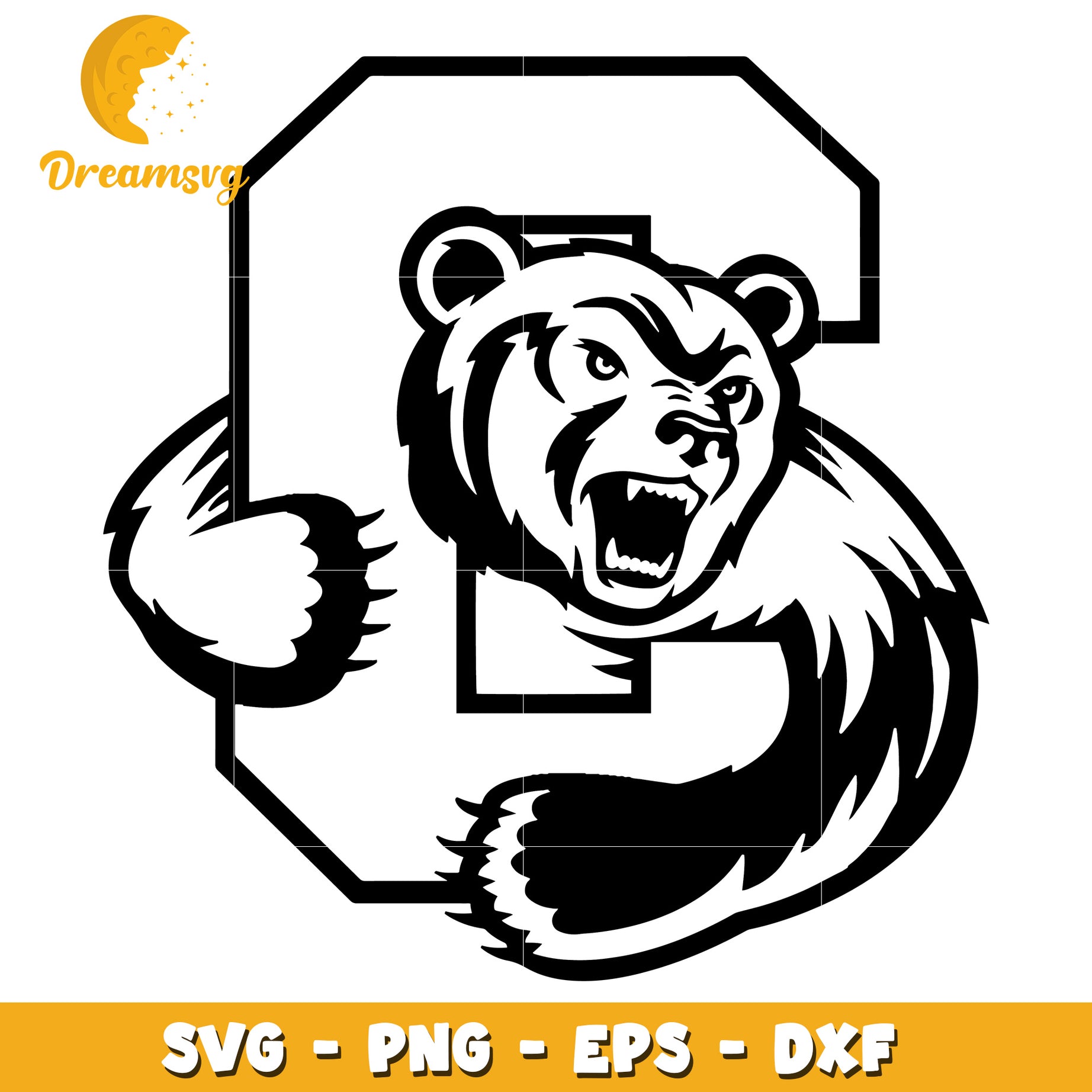 Bear Mascot Letter C SVG PNG EPS DXF