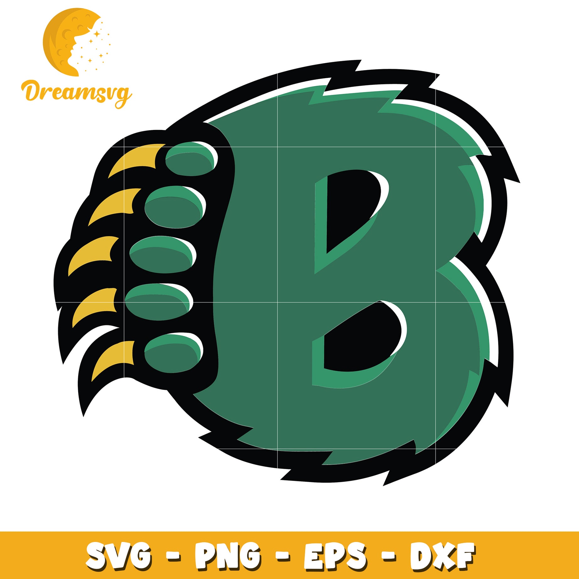 Bear Paw Letter B SVG PNG EPS DXF