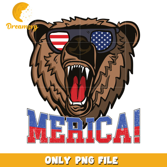 Bear head america png, patriotic animal design png, usa pride png