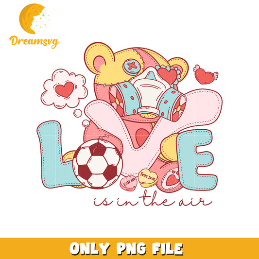 Bear mask love is in the air png, love png, valentine png