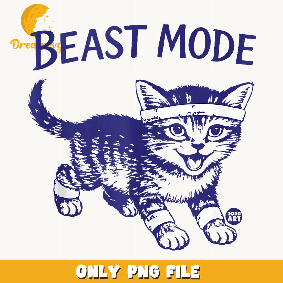 Beast Mode Kitten PNG, Funny Cat Workout, Gym Cat PNG