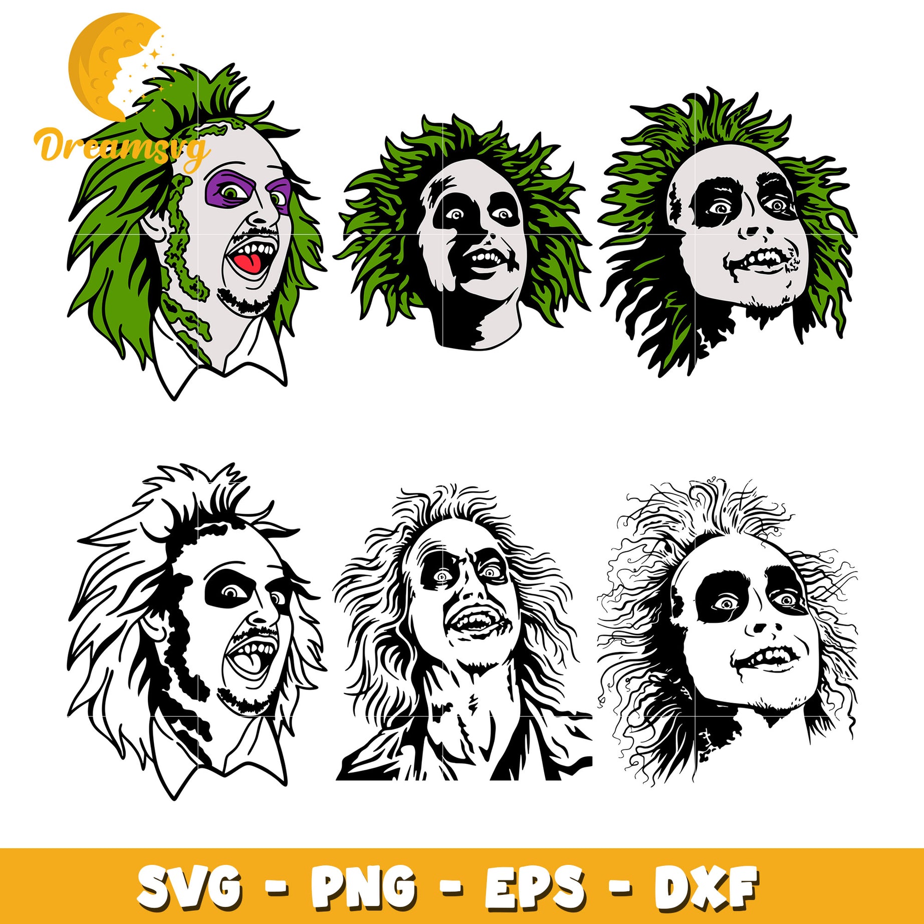 Beatlejuice horror face bundle svg, horror character svg