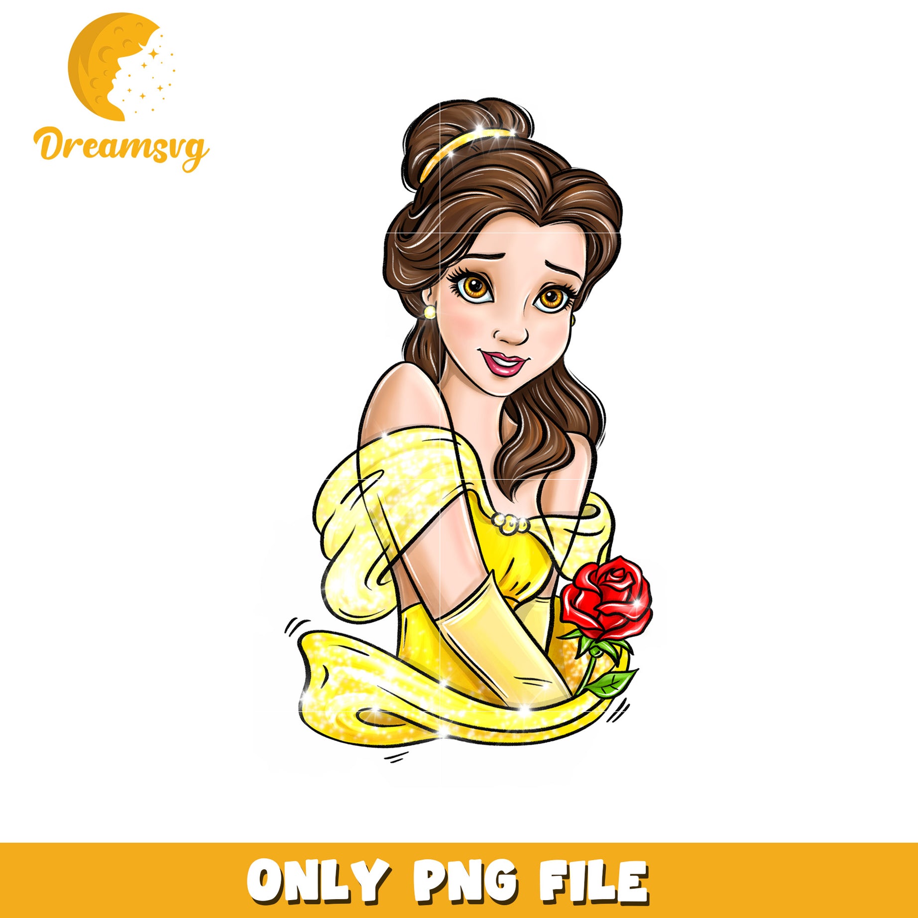 Beautiful Belle Illustration PNG File for Designers