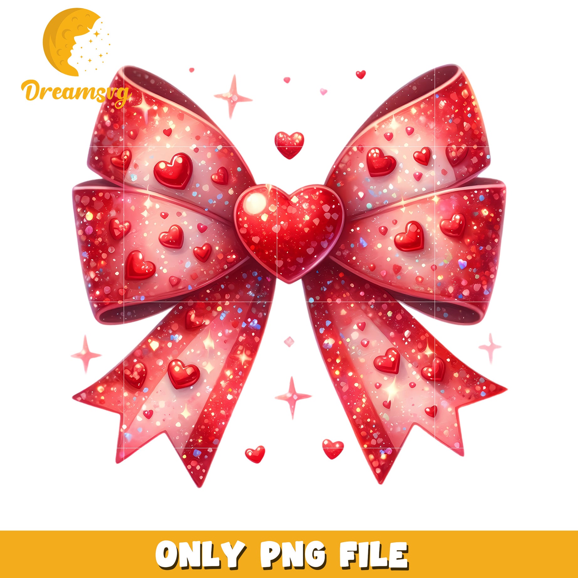 Beautiful Red Heart Bow PNG File for Celebrations