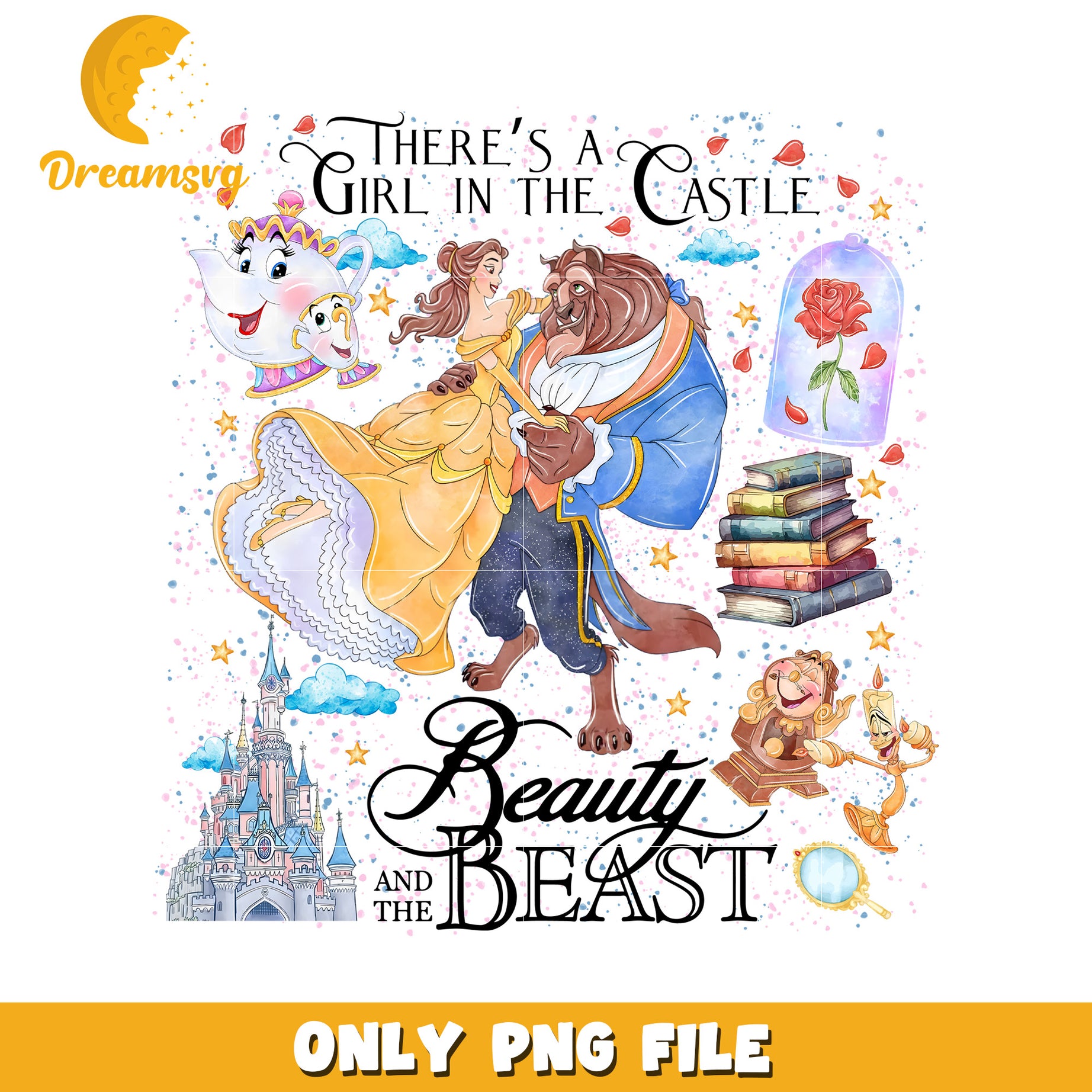 Beauty and the Beast Castle Art PNG Image Download