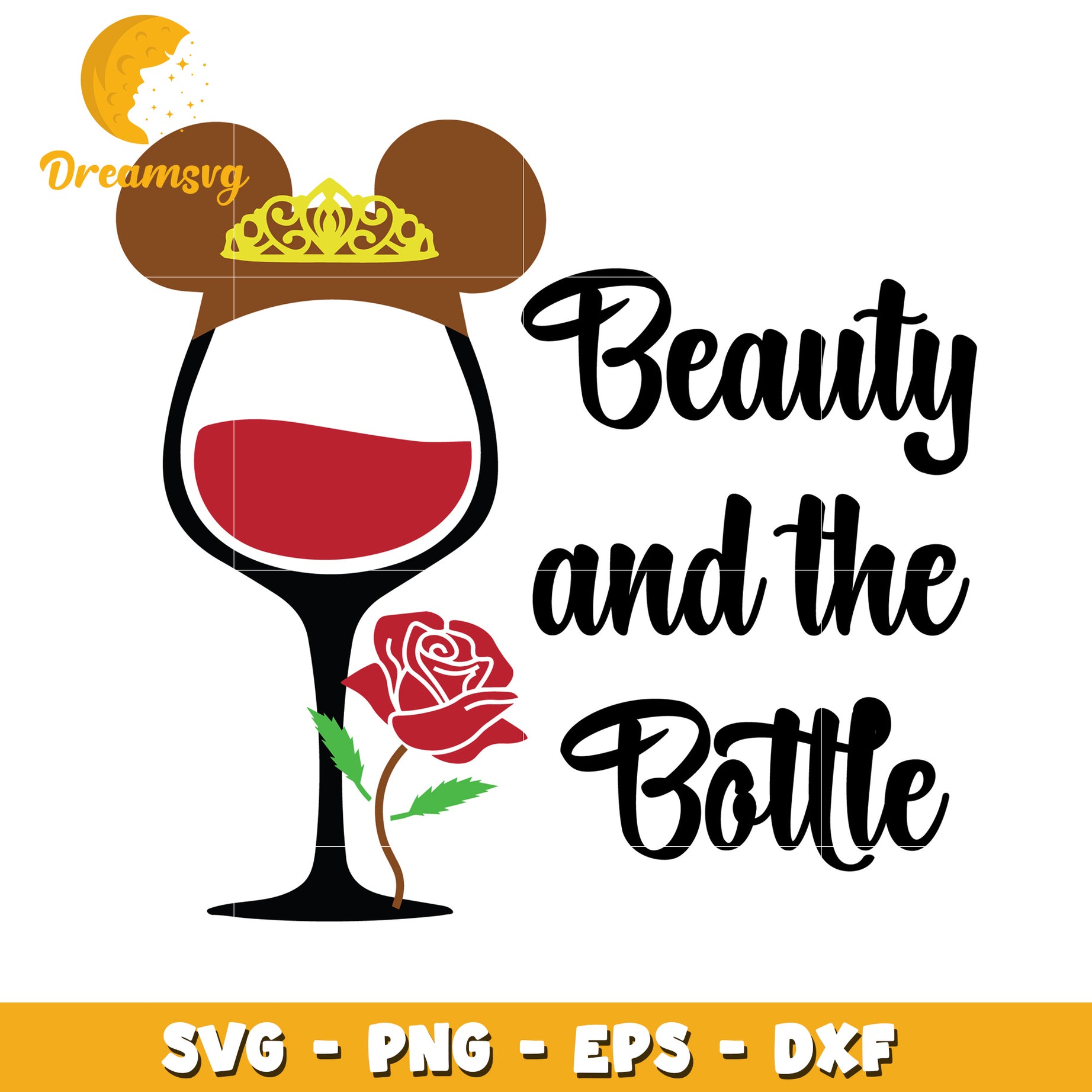 Beauty and the Bottle SVG Wine Glass Design