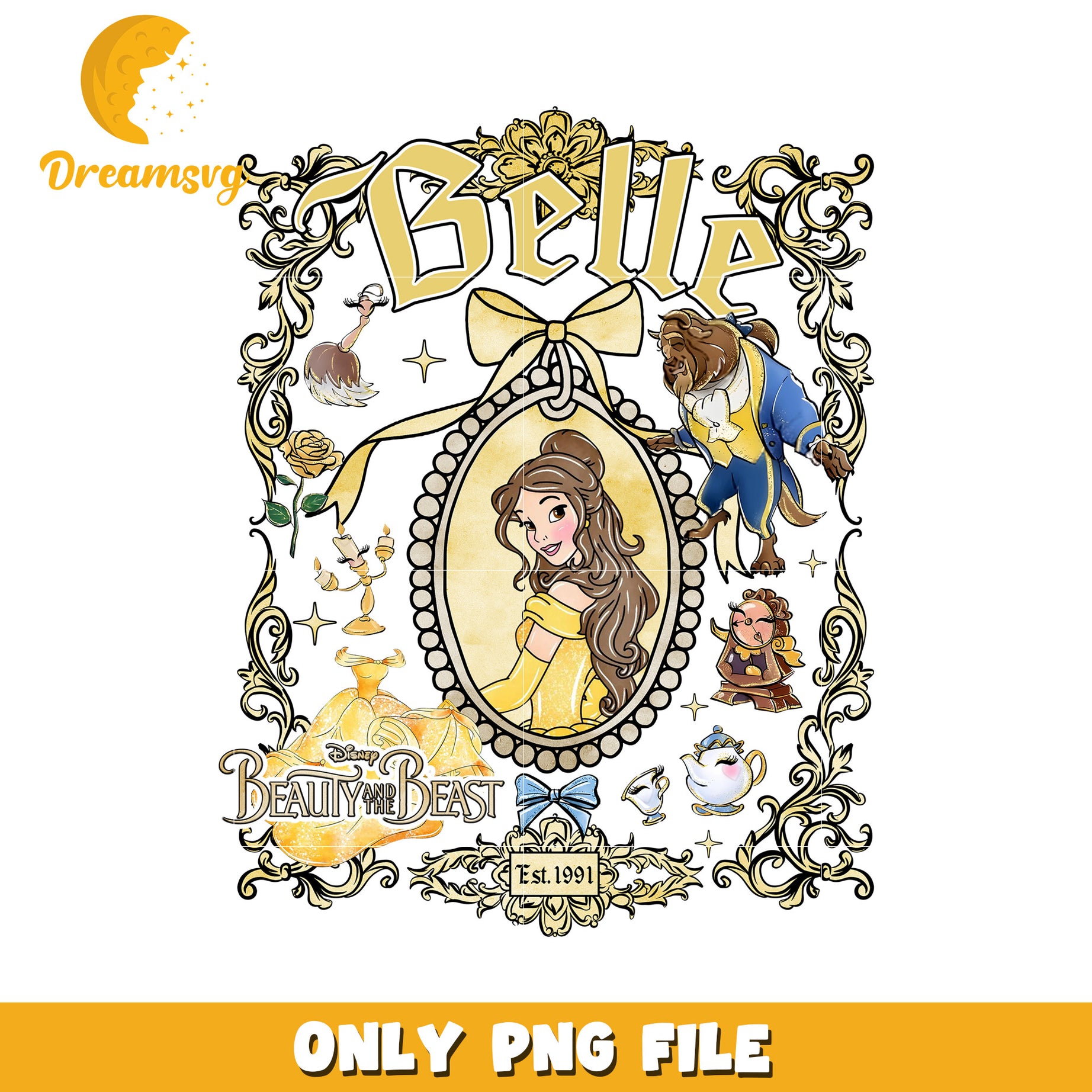 Beauty and the beast characters png, disney toys png, disney movie png