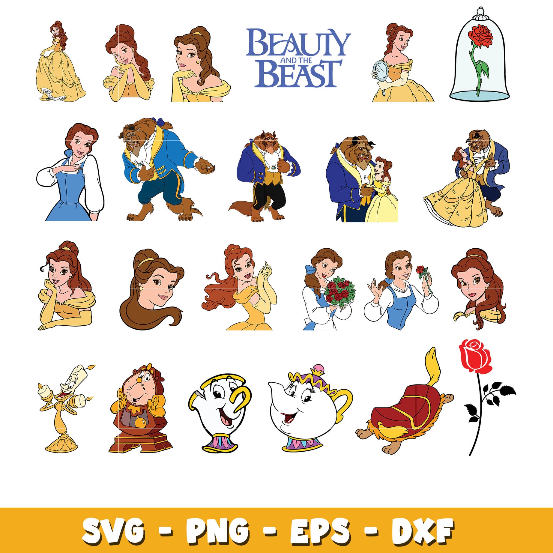 Beauty and the beast svg bundle, Disney belle svg, Disney svg