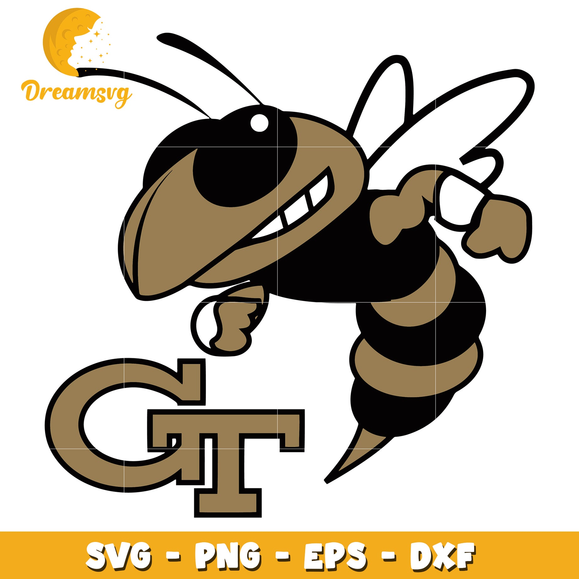 Bee Graphic SVG File for College Sports Team Designs