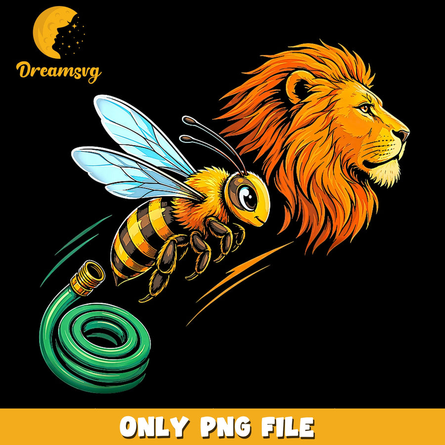 Bee Lion Gardening Hose Funny PNG, Cute Bee Wild Lion, Animal PNG