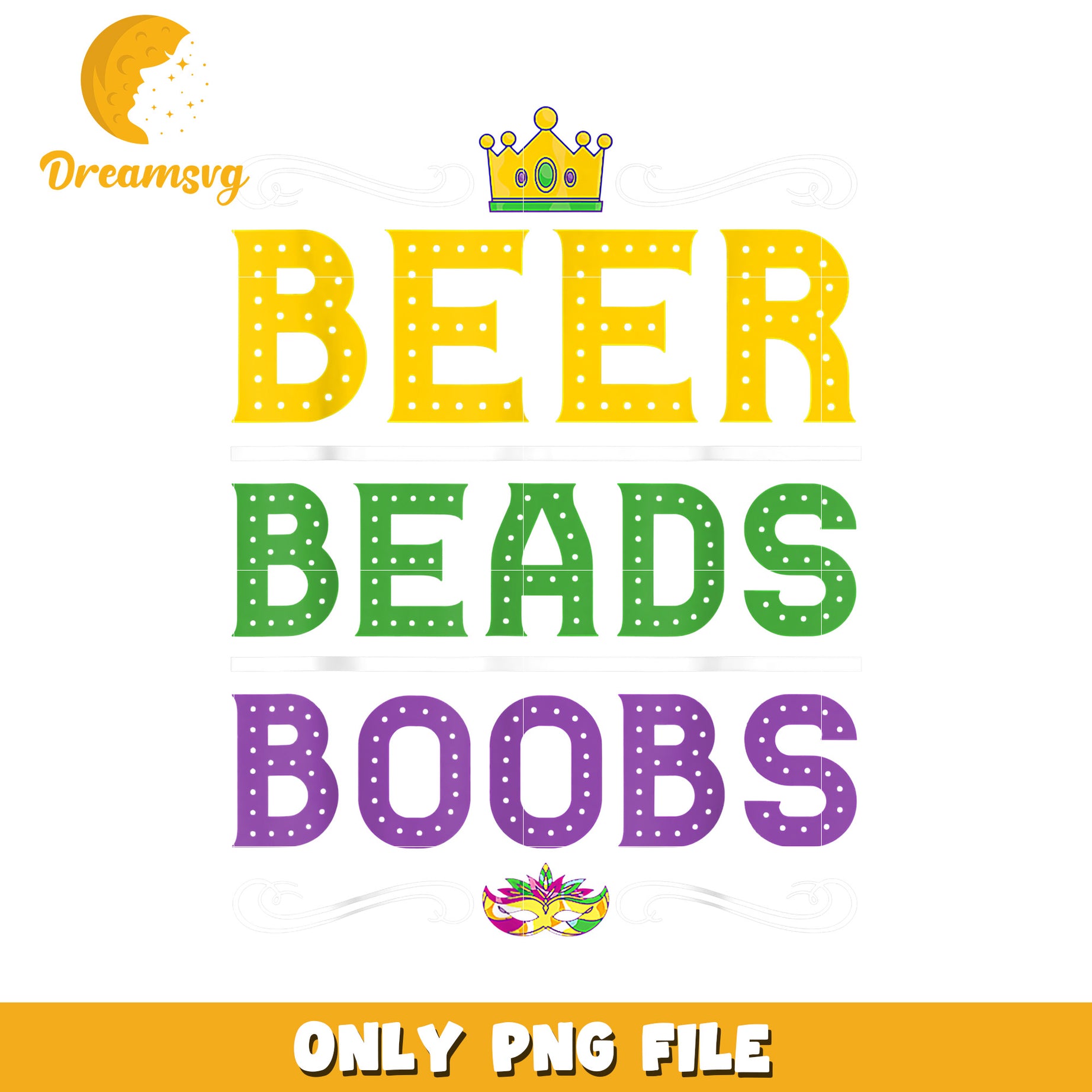 Beer beads boops font design png, Mardi Gras png, font design png