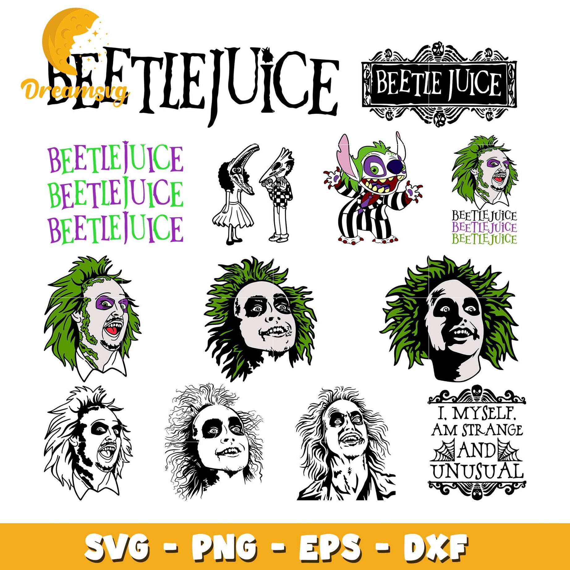 Beetlejuice face honor haloween bundle svg, beetlejuice characters png