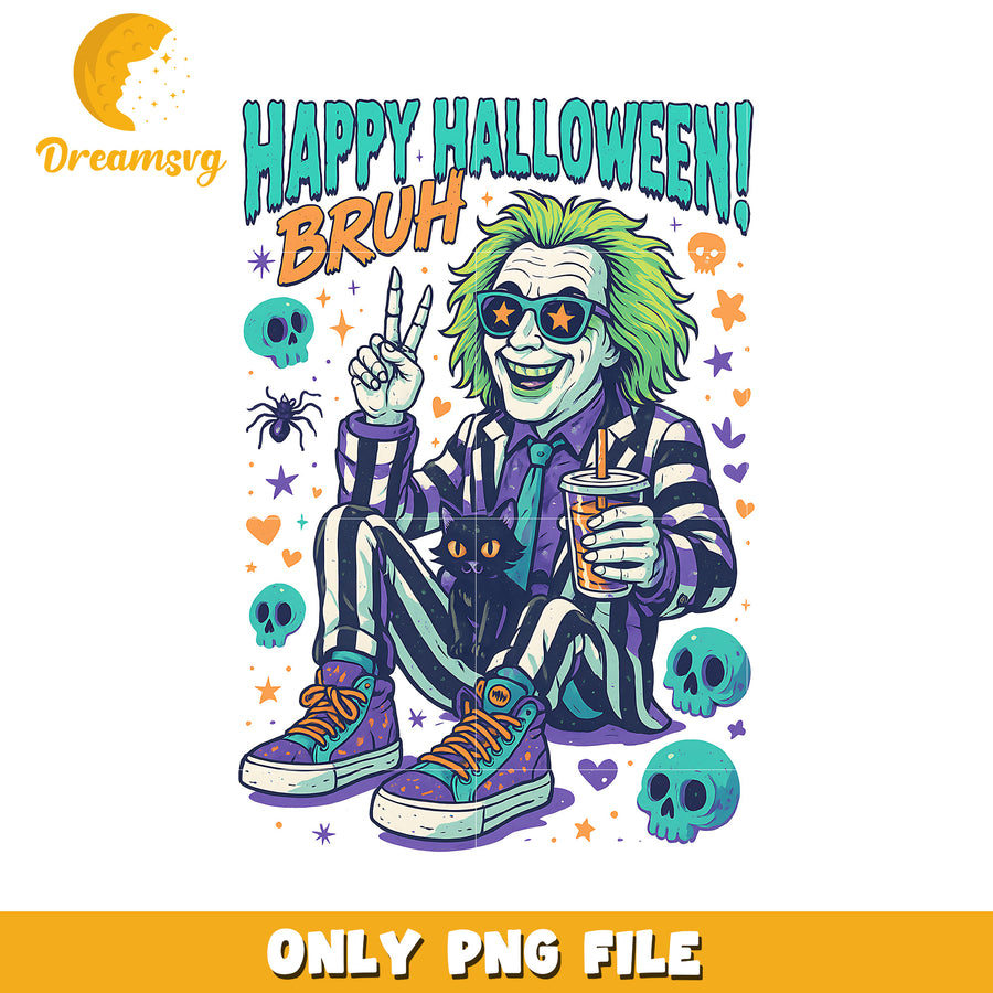 Beetlejuice happy halloween png, spooky halloween png, trick or treat png
