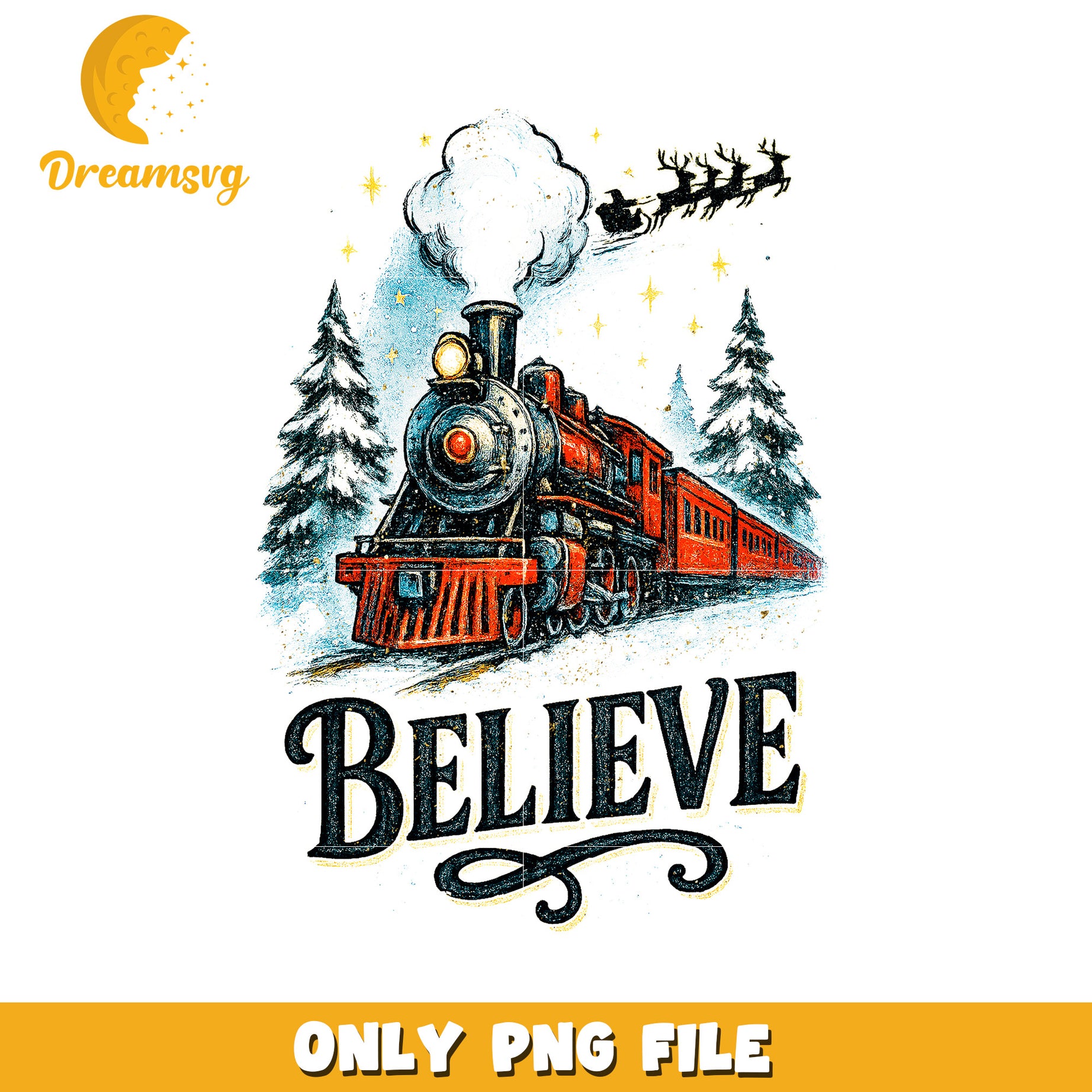 Believe christmas png, christmas design​​​ png, knitted art png