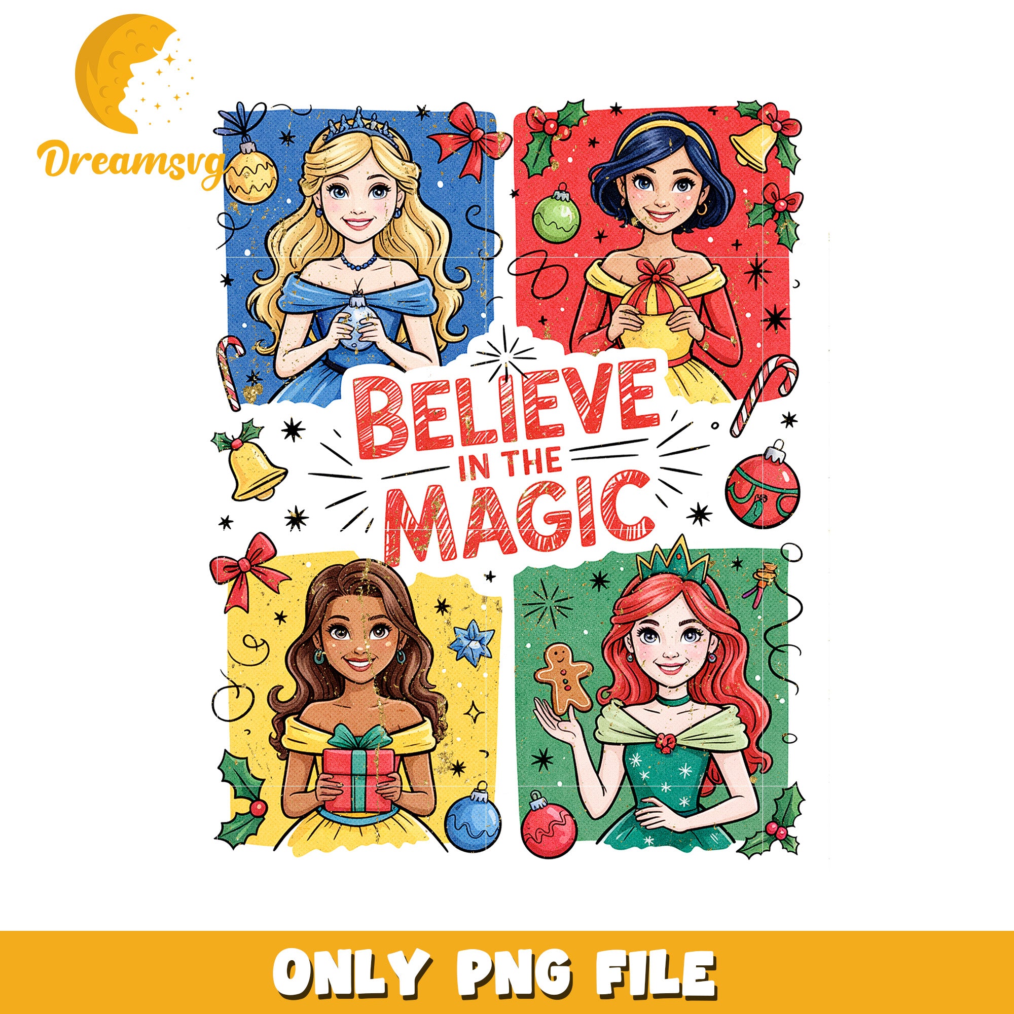 Believe in magic png, christmas design​​​ png, knitted art png