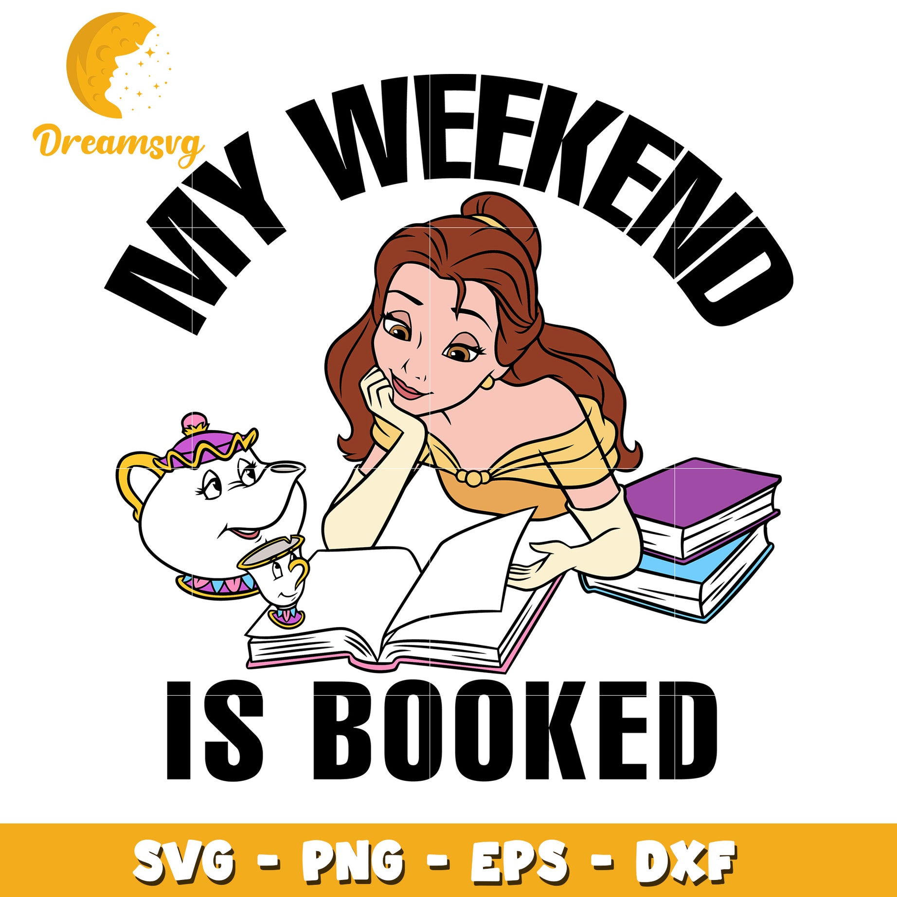 Belle Book Lover Weekend SVG PNG EPS DXF