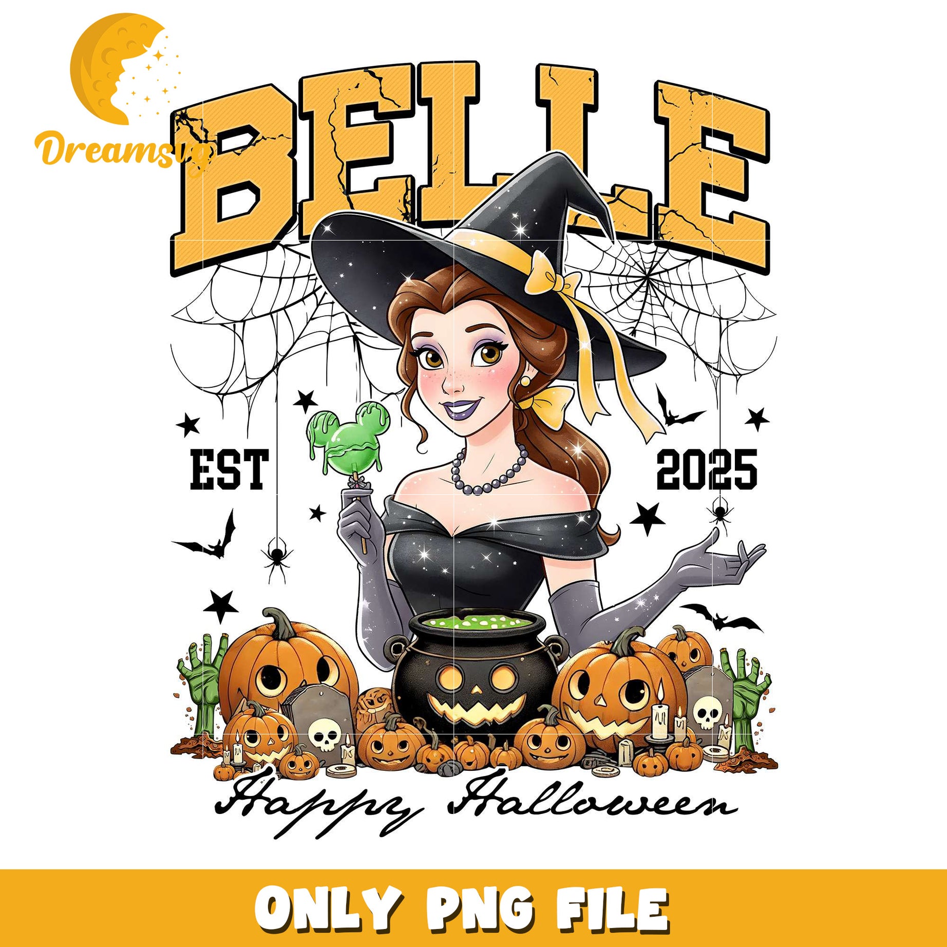 Belle halloween png, halloween characters​ png, halloween design png