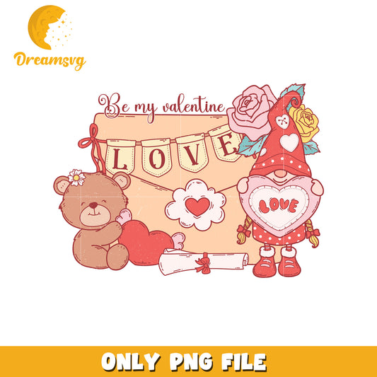 Be my valentine gnome love png, love png, valentine png