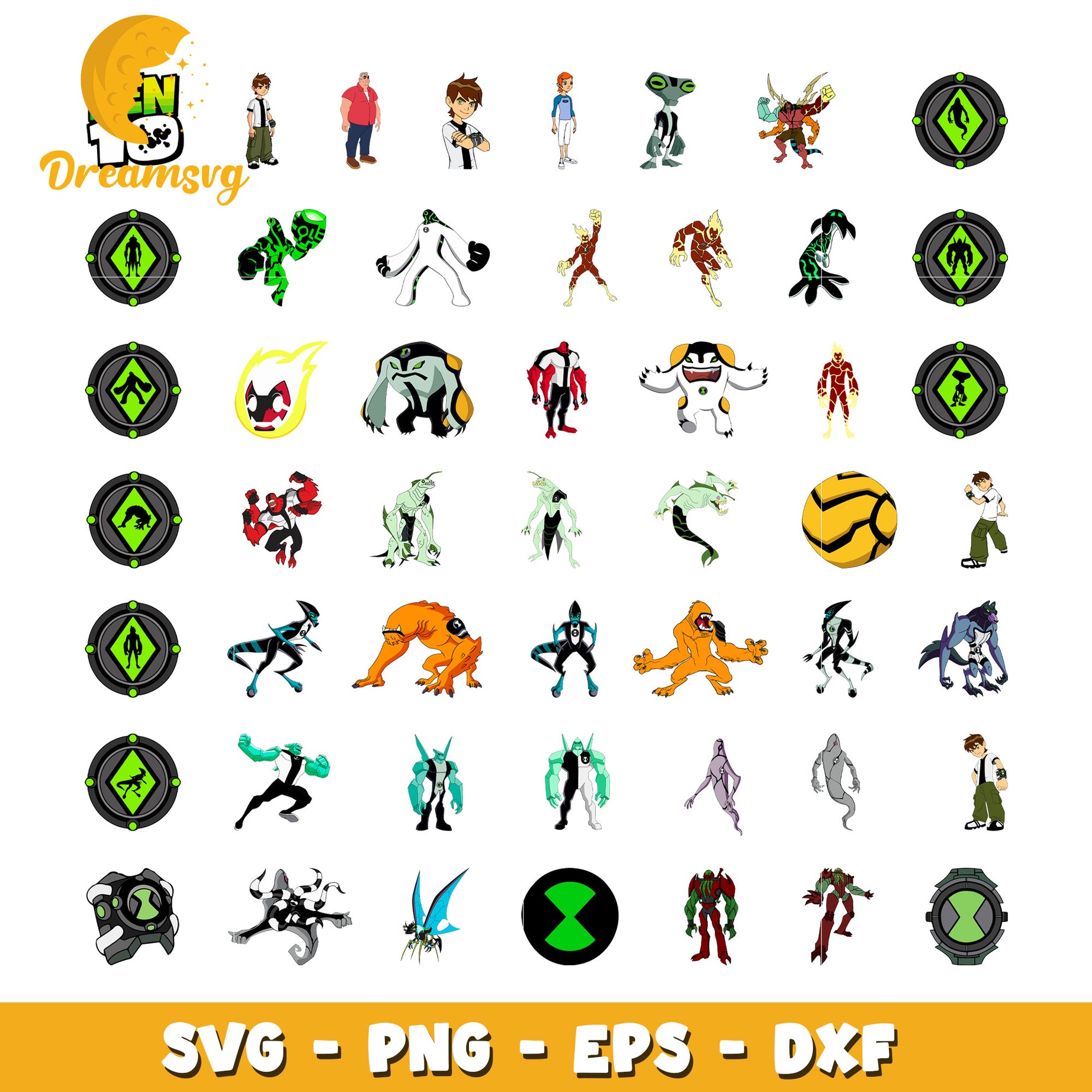 Ben 10 characters design bundle svg, ben 10 cartoon​ svg