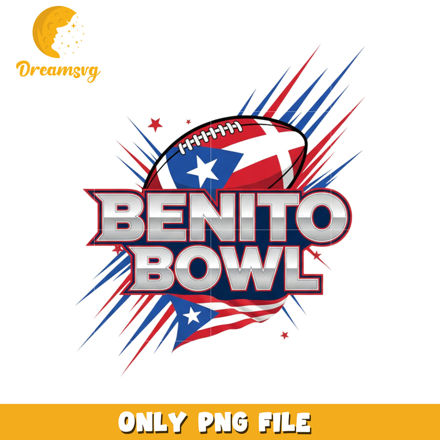 Benito bowl design png, american football art png, super bowl merch png