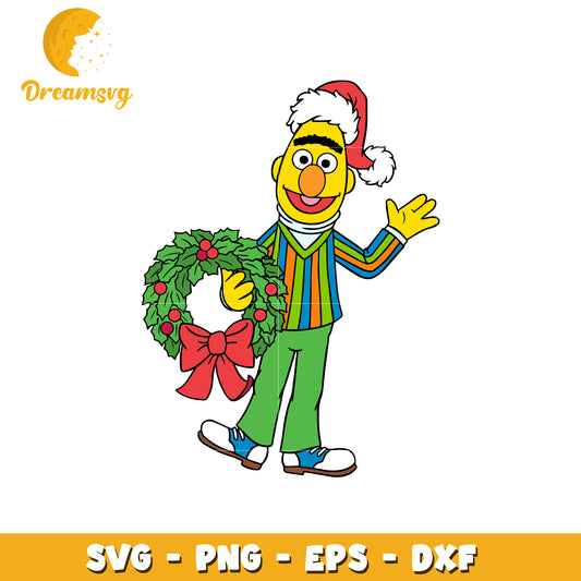Bert Christmas Wreath SVG PNG EPS DXF