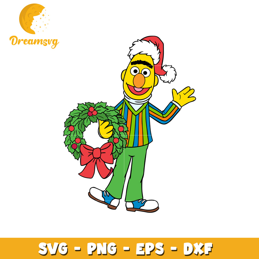 Bert Christmas Wreath SVG PNG EPS DXF